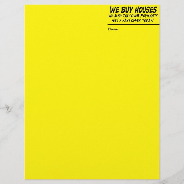We Buy Houses Yellow Letter Head Personalized Letterhead (Front)