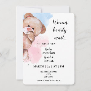 We can barely wait gender reveal party invitation