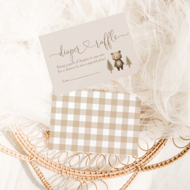 We Can Barely Wait Woodland Bear Diaper Raffle Enclosure Card (Creator Uploaded)