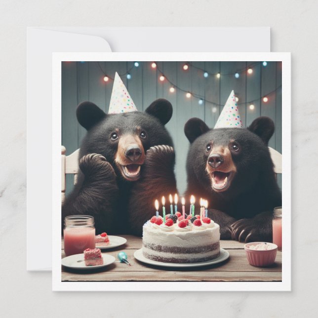 We can bear-ly believe it! Bear birthday  Invitation (Front)