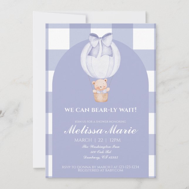 We Can Bear-ly Wait Baby Shower Invite (Front)