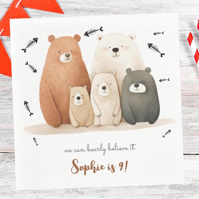 we can bearly believe it kids birthday napkin (Creator Uploaded)