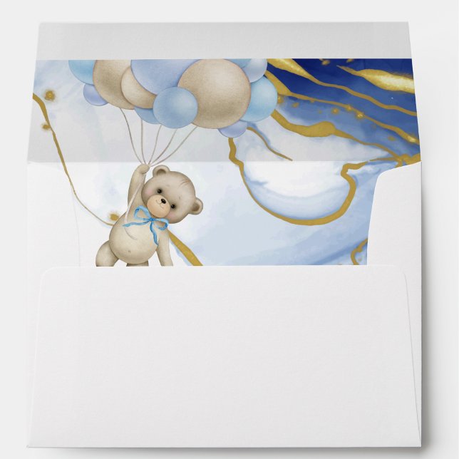 We can bearly wait abstract blue gold invitation envelope (Creator Uploaded)