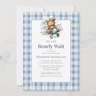 We Can Bearly Wait Aeroplane Baby Shower Invitation