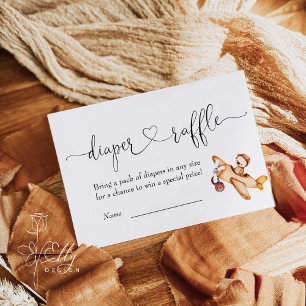 We Can Bearly Wait Aeroplane Bear  Diaper Raffle Enclosure Card