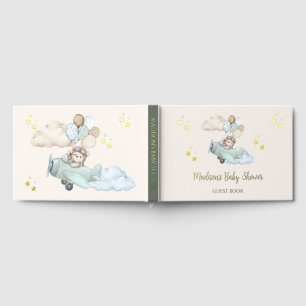 We Can Bearly Wait  Airplane Baby Shower Boy Guest Book