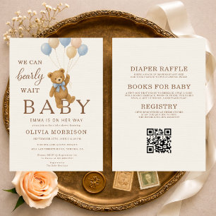We Can Bearly Wait All in One Baby Shower Invitation
