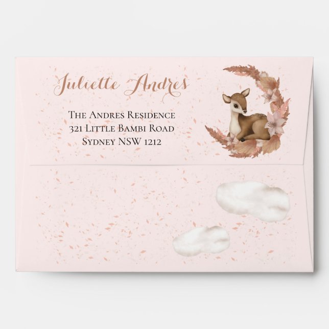 We Can Bearly Wait baby Bambi Flowers Dust Clouds Envelope (Back (Top Flap))