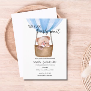 We Can Bearly Wait Baby Boy Baby Shower Invitation