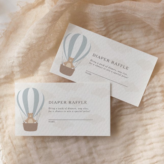 We Can Bearly Wait | Baby Boy Blue Balloon Shower  Enclosure Card (Creator Uploaded)