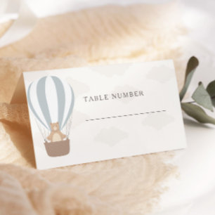 We Can Bearly Wait   Baby Boy Blue Balloon Shower  Place Card