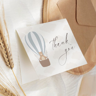 We Can Bearly Wait   Baby Boy Blue Balloon Shower  Thank You Card