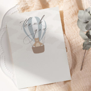 We Can Bearly Wait   Baby Boy Blue Balloon Shower  Thank You Card