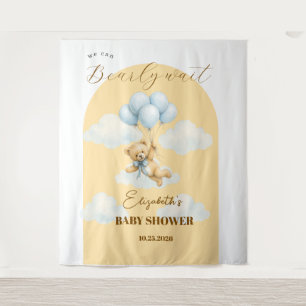 We Can Bearly Wait Baby Boy Shower backdrop Tapestry