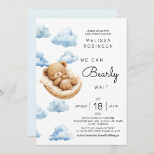 We can bearly wait Baby Boy Shower Invitation
