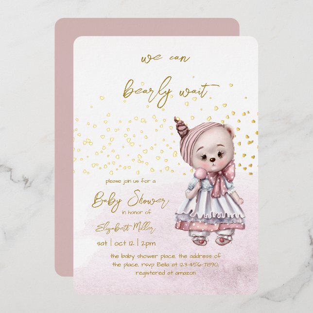 We Can Bearly Wait Baby Girl Shower (Front/Back)