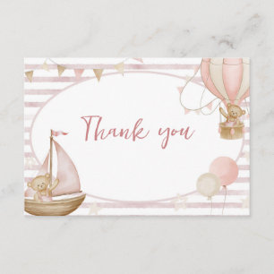 We Can Bearly Wait Baby Girl Shower Thank You Card