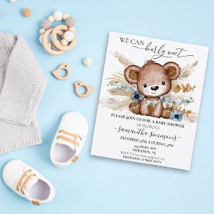 We Can Bearly Wait Baby Shower Bear Boho Blue