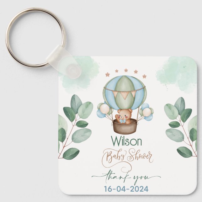 we can bearly wait baby shower bear key ring (Front)