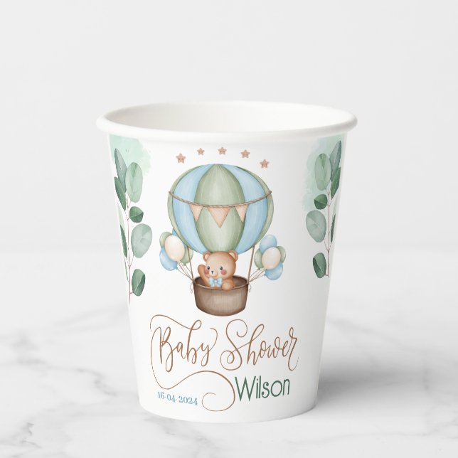 we can bearly wait baby shower bear paper cups (Front)