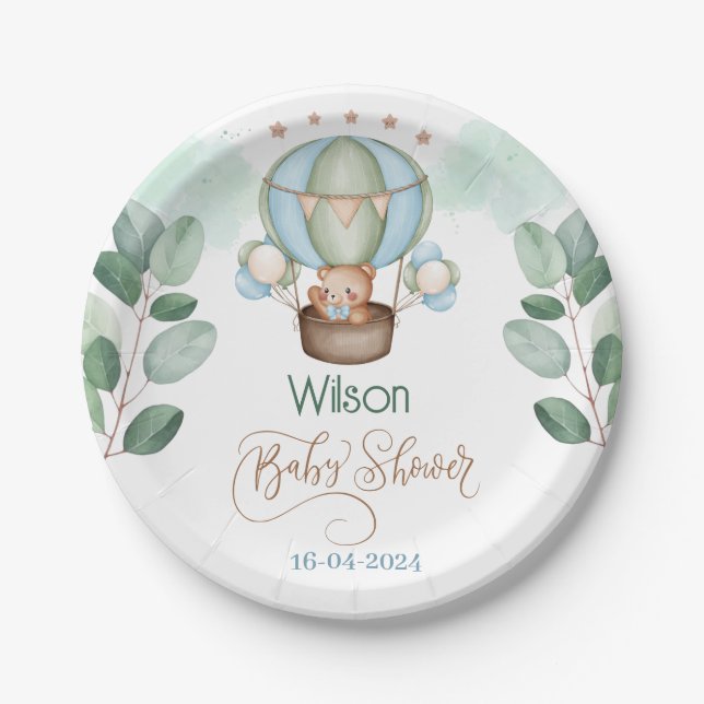 we can bearly wait baby shower bear paper plate (Front)
