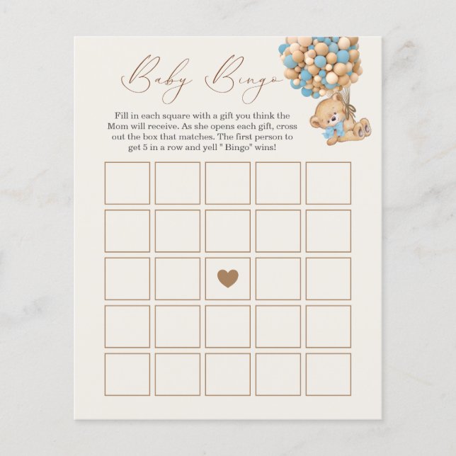 We Can Bearly Wait Baby Shower Bingo Game (Front)