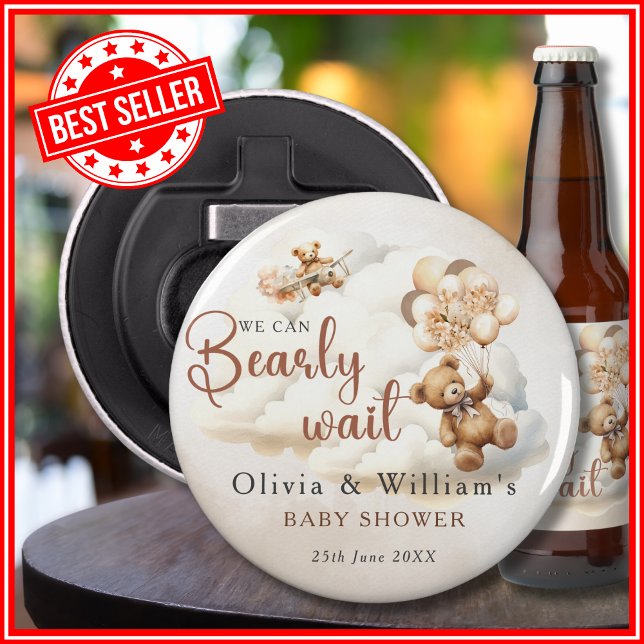 We Can Bearly Wait Baby Shower Bottle Opener (Creator Uploaded)