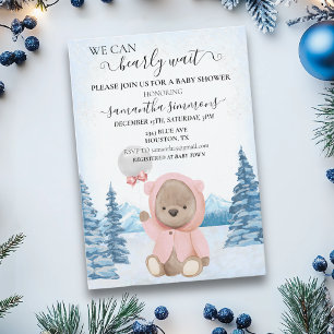 We Can Bearly Wait Baby Shower Christmas Winter  Invitation