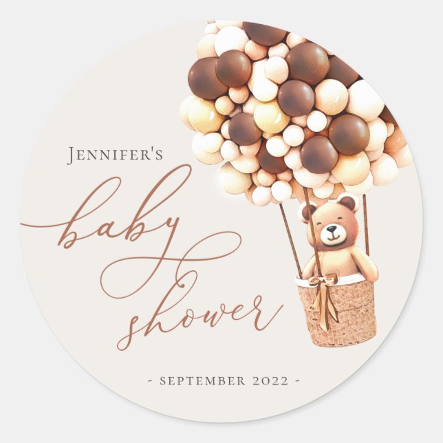 We Can Bearly Wait! Baby Shower Classic Round Stic Classic Round Sticker (Front)