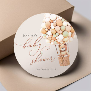 We Can Bearly Wait! Baby Shower Classic Round Stic Sticker