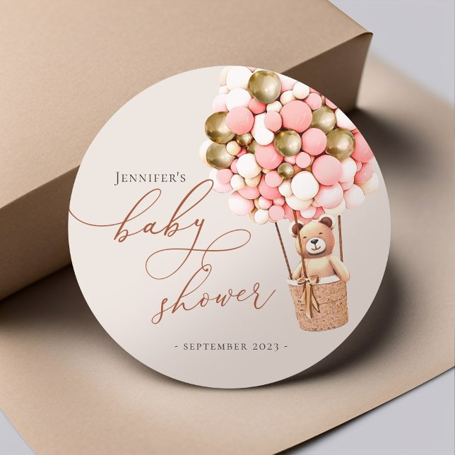 We Can Bearly Wait! Baby Shower Classic Round Stic Sticker (Creator Uploaded)