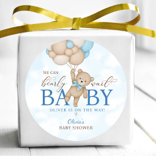 We Can Bearly Wait Baby Shower Classic Round Sticker