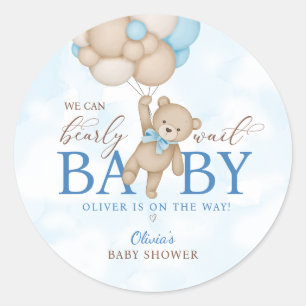 We Can Bearly Wait Baby Shower Classic Round Sticker