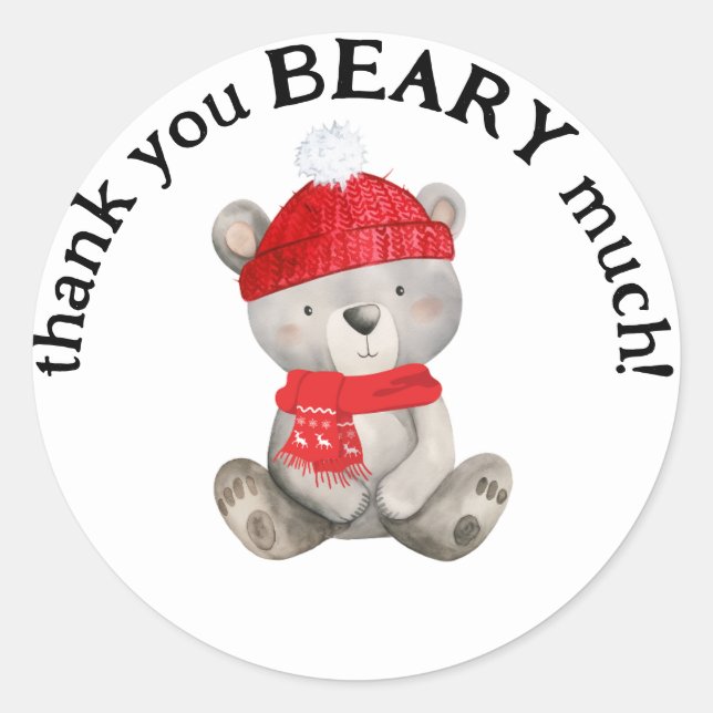 We Can BEARLY Wait Baby Shower Classic Round Sticker (Front)