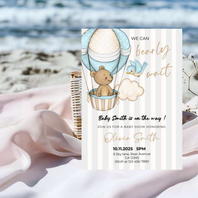 We Can Bearly Wait Baby Shower - Cute Brown Bear  Invitation (Creator Uploaded)