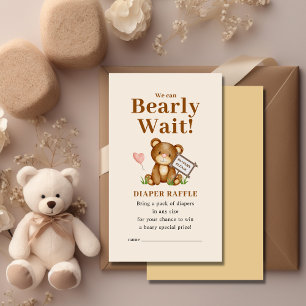 We Can Bearly Wait Baby Shower Diaper Raffle Enclosure Card