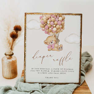 We Can Bearly Wait Baby Shower Diaper Raffle Poster