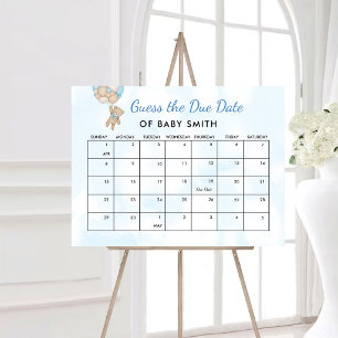 We Can Bearly Wait Baby Shower Due Date Poster