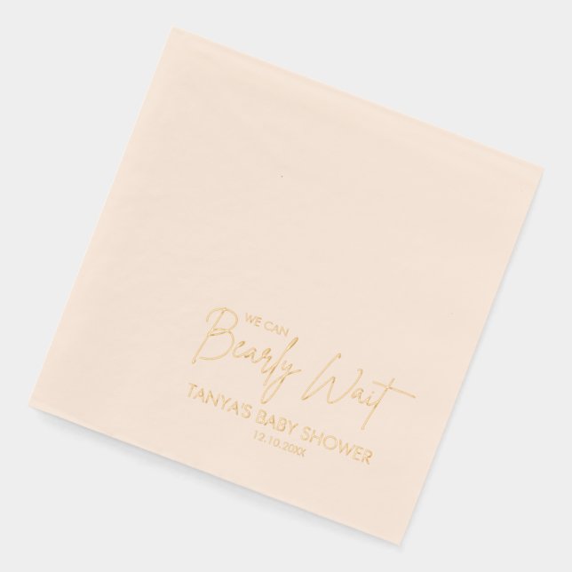We Can Bearly Wait Baby Shower Foil Napkins (Left)