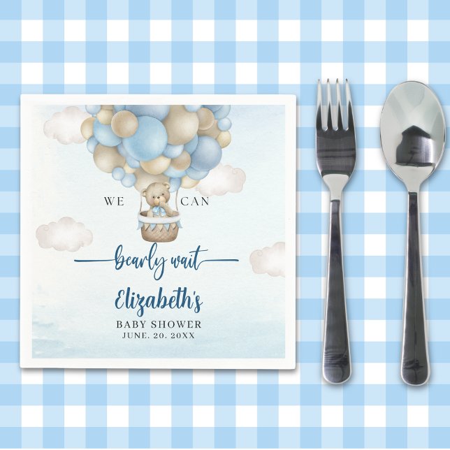 We Can Bearly Wait – Baby Shower for Boy  Napkin (Creator Uploaded)