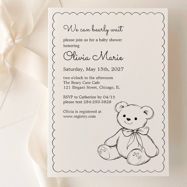 "We Can Bearly Wait" Baby Shower Gender Neutral Invitation (Creator Uploaded)