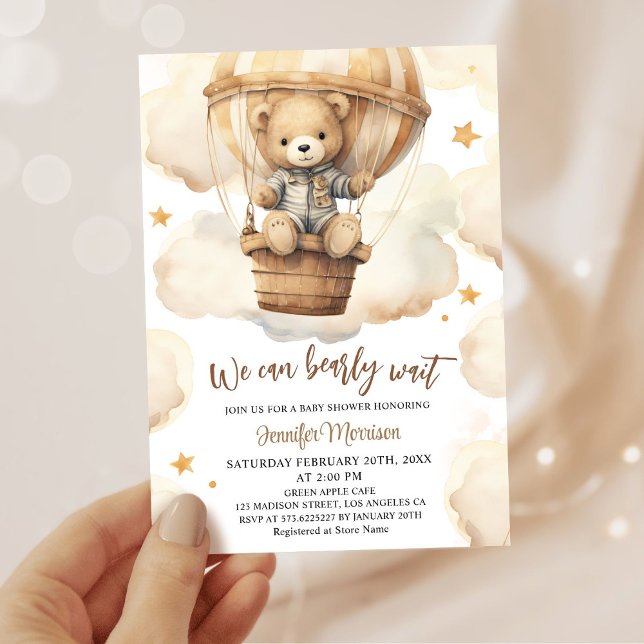We Can Bearly Wait Baby Shower Gender Neutral   Invitation (Creator Uploaded)