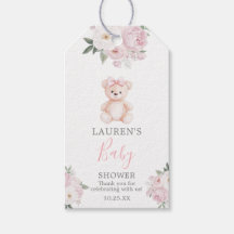 We can bearly wait baby shower girl gift tags