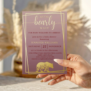 We Can Bearly Wait Baby Shower Gold Frame