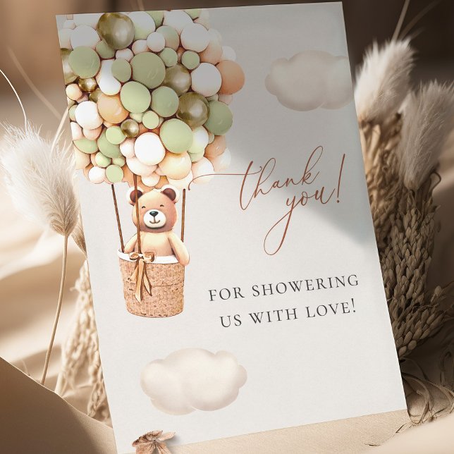 We Can Bearly Wait! Baby Shower Green Gold Thank You Card (Creator Uploaded)