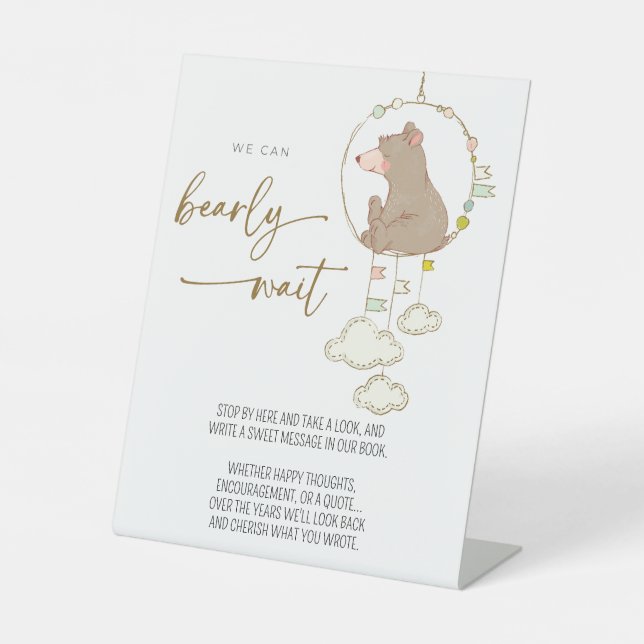 We Can Bearly Wait Baby Shower Guest Book Sign  (Front)