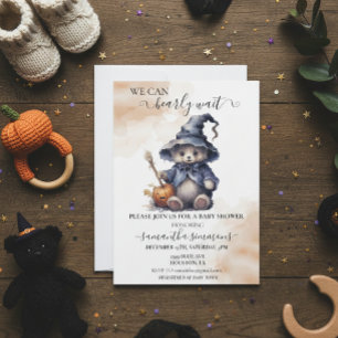 We Can Bearly Wait Baby Shower Halloween Teddy Invitation