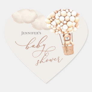 We Can Bearly Wait! Baby Shower Heart Sticker