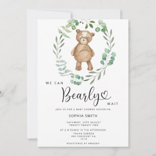 We can bearly wait baby shower invitation