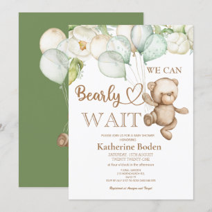 We can bearly wait baby shower invitation